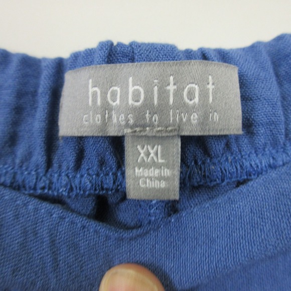 Habitat Crinkle Wide Leg Cropped Pants Women XXL Blue Pull On Lagenlook 310 - Picture 3 of 12
